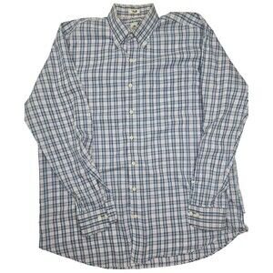 PETER MILLAR Men Size L Purple Blue Check Cotton Button-Down Shirt